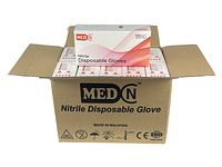 Box with 10 unopened boxes of MedN nitrile disposable gloves, size XL, each 100 gloves.
