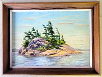 Framed full view of painting showing overall composition and frame condition