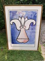 Full view of framed lithograph print showing overall condition