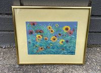 Framed chalk pastel drawing showing the full front view of the artwork and frame.