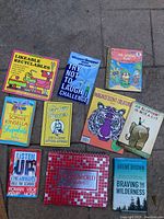 A photo showing 10 books including children's books, novels, crossword dictionary, and a motivational book.