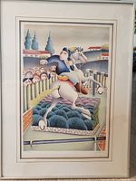 Full frontal view of the framed lithograph showing the entire artwork and frame.