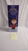 Front view of the product box with image of Charlie Brown and musical notes, showing the product title and branding.