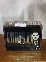 Image of the sealed boxed set labeled 'Chaplin The Collection' showing front view with Charlie Chaplin's portrait and text.