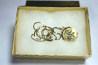 Pendant and chain displayed in foam-lined gift box