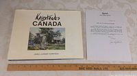Photo showing the signed book "Keirstead's Canada" by James Lorimer Keirstead alongside the signed typed letter on Keirstead letterhead, with a ruler for size reference.