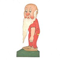 Full side view of the vintage seven dwarf store display showing detailed character features and condition.