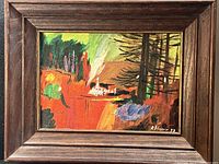 Front view showing the complete framed oil painting with signature and date visible.