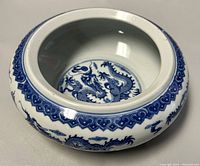 Angled top-down view highlighting the dragon motif inside and exterior design elements of the bowl.