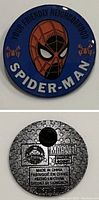 Front and back of the Marvel Spider-Man collector pin showing design and manufacturing details.