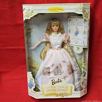 Front view of sealed doll in original box labeled 'Barbie The Tale of Peter Rabbit'