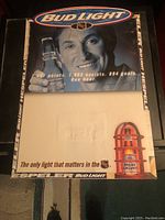 Front view of the cardboard advertisement showing Wayne Gretzky with Bud Light branding, statistics, and NHL logos.