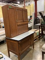 View of two-piece cabinet assembled showing overall shape and finish