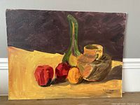 Front view of the original oil painting showing the composition and signature.