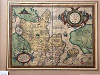 Full view of the framed antique map showing entire engraved Asia