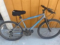 Full side view of the Buddy mountain bike showing frame, tires, seat, handlebars, and drivetrain.