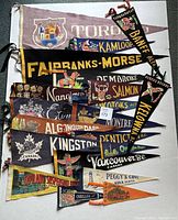 Top view showing most pennants spread out showing locations and graphics clearly.