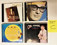 Front cover of the 5 CDs showing Bill Haley, Buddy Holly, Doo Wop Sha Boom, Carl Perkins albums.