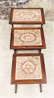 Front view of three nesting tables aligned by size