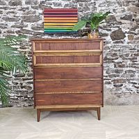 Front view of dresser showing five drawers and overall silhouette