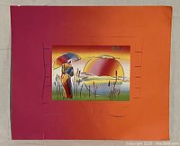 Matted lithograph showing full matte and print centered