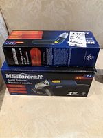 Mastercraft angle grinder box showing 4.5 inch and 7A rating