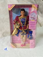 Front view of 1998 Mattel Prince Ken doll in original sealed box, showing doll in royal outfit.
