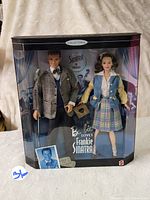 Front view of boxed Barbie Loves Frankie Sinatra collector's edition featuring both dolls and concert backdrop