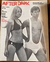 After Dark July 1972 issue cover with female model in studded bikini and male in white swimsuit