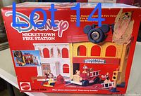 Mattel Disney Mickeytown Fire Station box with image of fire station playset and accessories
