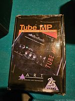 Box of ART Tube MP Tube Microphone Preamplifier showing brand, model, and 25th anniversary edition markings.