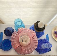 Overhead view of entire lot showing two lamps and glass pieces