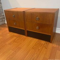 Pair of bedside tables side by side showing front elevation