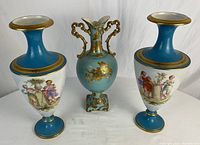 All three vases together on table