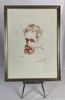 Front view of framed print on easel