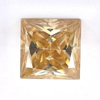 Top view showing square princess cut facets and brown color