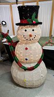 Full view of the extra large lighted snowman showing height and overall look.