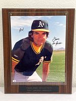 Full view of Tony LaRussa signed photo mounted on plaque with nameplate.