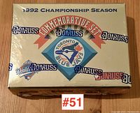 Front view of sealed 1992 Donruss Championship Season Commemorative Set box featuring Toronto Blue Jays logo and branding details.
