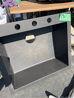 Granitek granite composite bar sink with faucet holes, showing matte gray finish and size around 20 x 22.5 inches.