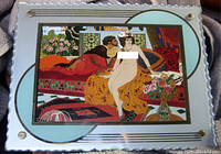 Photo of the Art Deco glass frame illustrating design details and contents