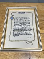 Full view of framed artwork "The Sailor" featuring the Psalm text and RCN emblem within bordered rope design.