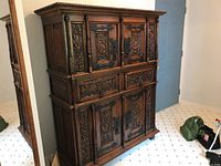 Front three-quarter view showing entire cabinet