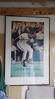 Photo showing the full framed Joe Carter poster, featuring him in white uniform and headline text 'A Last Hurrah!'.