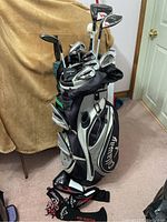 Overall view of Callaway stand bag filled with clubs
