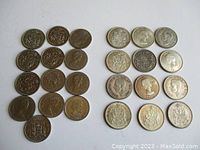 Overview of all 26 half dollars arranged in two columns on white background