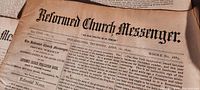 Close-up of Reformed Church Messenger newspaper masthead dated April 18, 1890