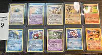 Front view of all 10 Pokémon cards arranged in two rows, showing card artwork and names clearly.