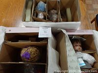Photo of the boxed dolls with packaging and separate compartments visible, showing careful storage.