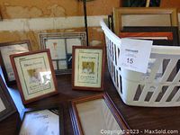 Picture frames from across the lot showing different sizes, styles, and some packaging showing the brand Sakura.
